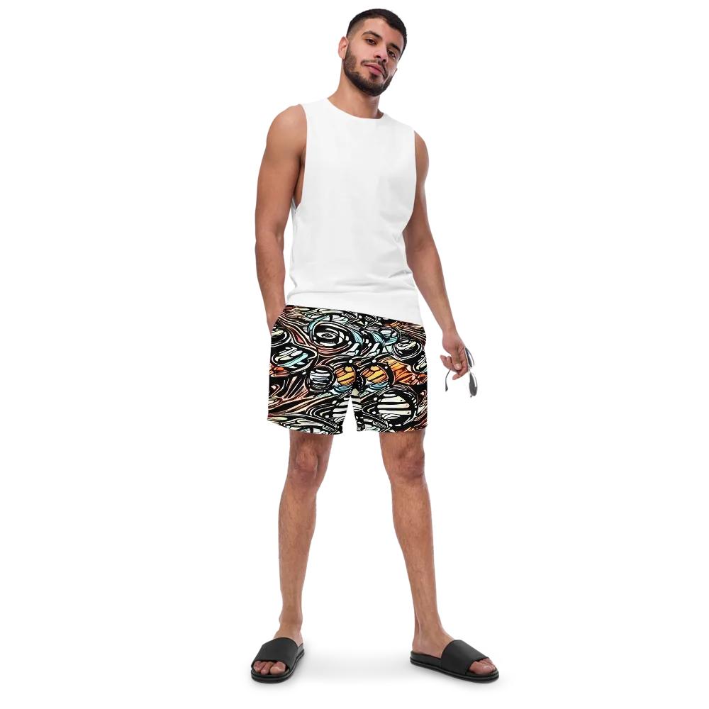 Blackwave Bloom on Swim Trunks — Front