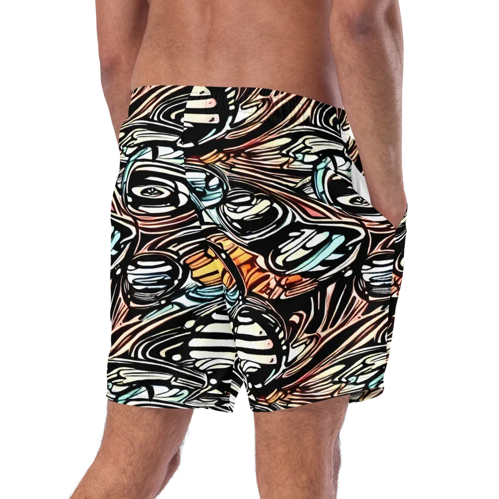 Blackwave Bloom on Swim Trunks — Right Back