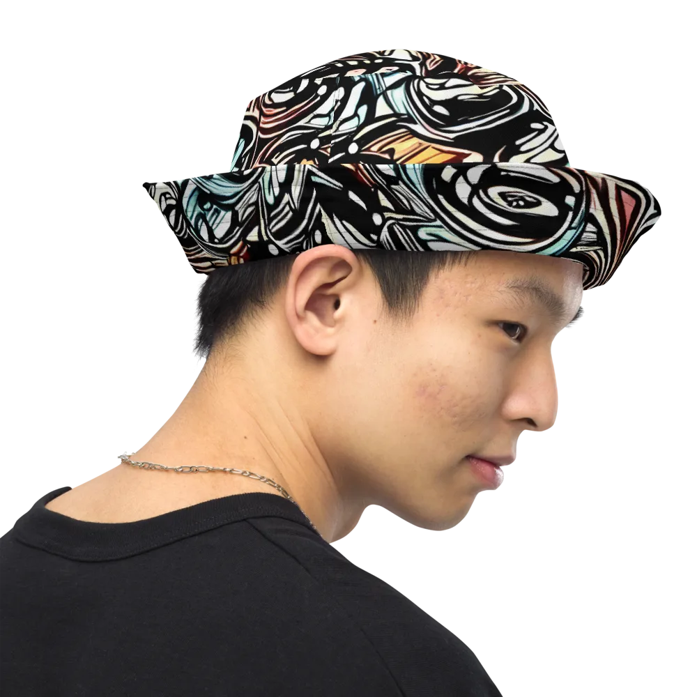 Blackwave Bloom on Reversible Bucket Hat — Right Outside