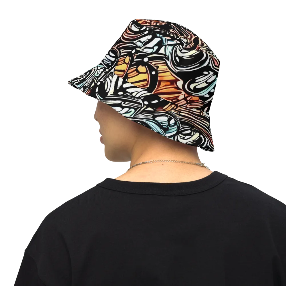 Blackwave Bloom on Reversible Bucket Hat — Back Inside