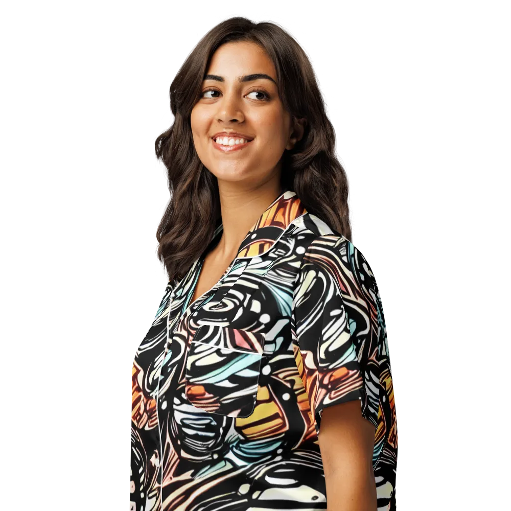 Blackwave Bloom on Women's Short Sleeve Pajama Top — Left Front