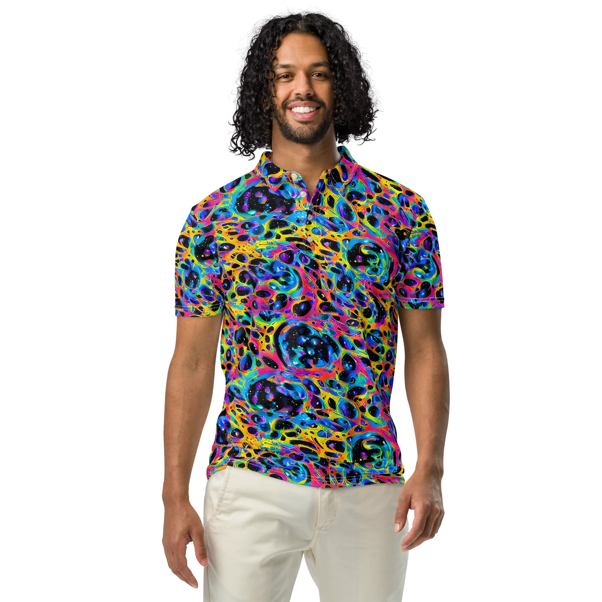 Luminous Spill on Men's Slim Fit Polo Shirt — Front