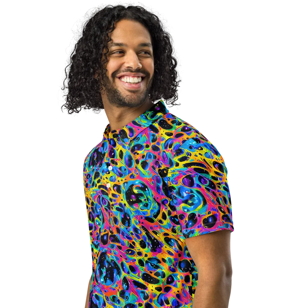 Luminous Spill on Men's Slim Fit Polo Shirt — Left Front