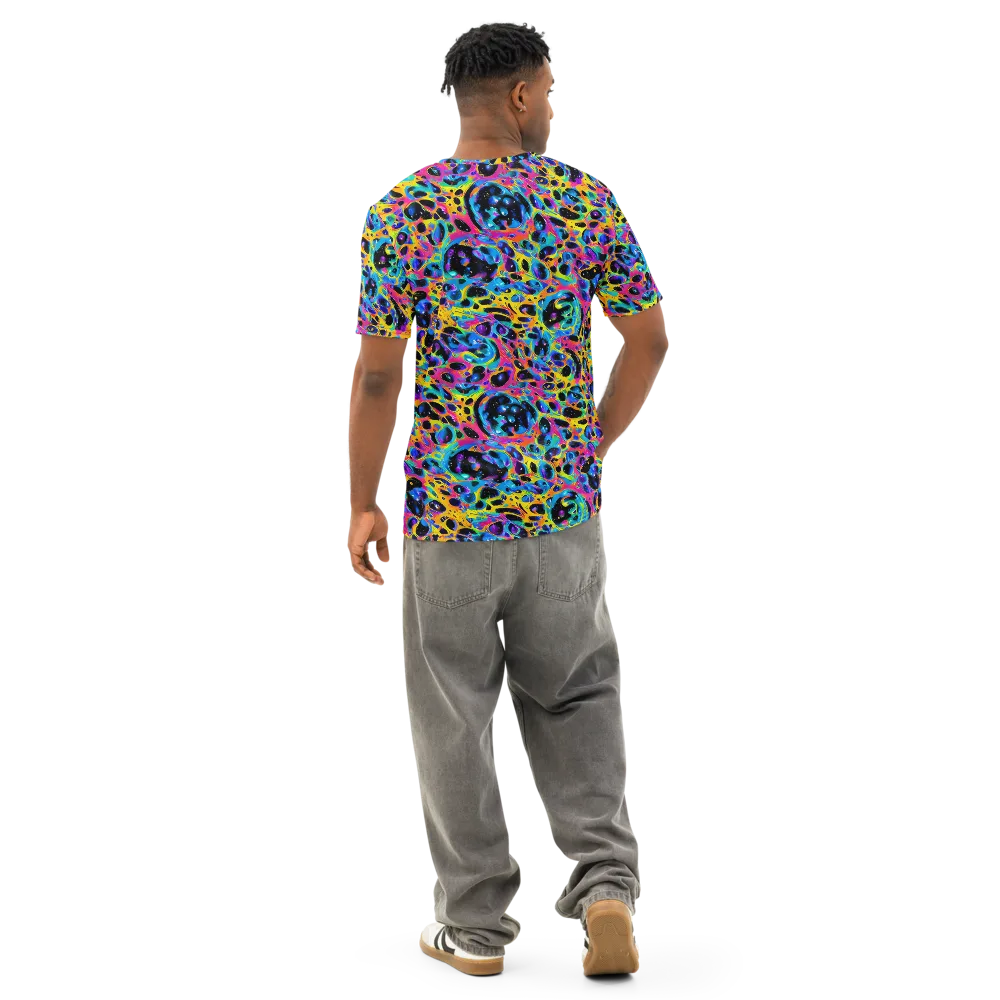 Luminous Spill on Men's Cotton Crew Neck T-Shirt — Back