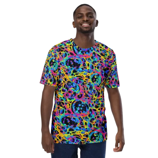 Luminous Spill on a Men's Crew Neck T-Shirt