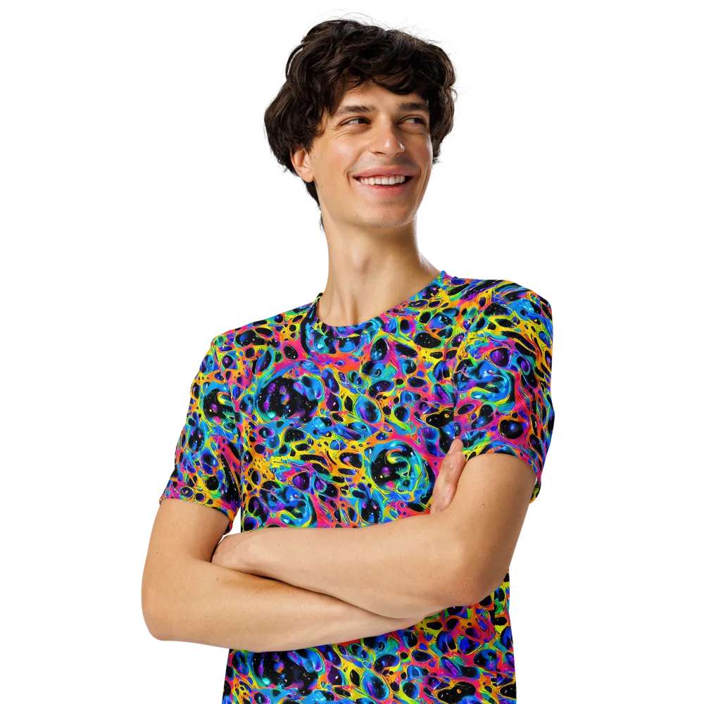 Luminous Spill on Men's Crew Neck T-Shirt — Left Front