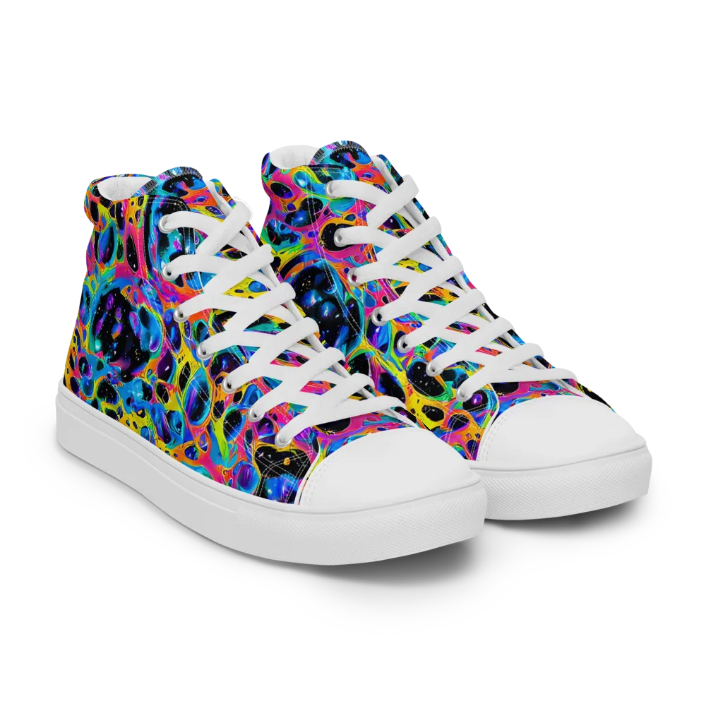 Luminous Spill on Men's High Top Canvas Shoes — Right Front