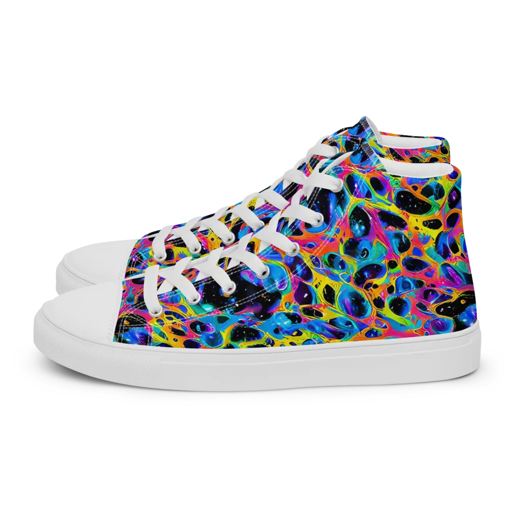 Luminous Spill on Men's High Top Canvas Shoes — Left