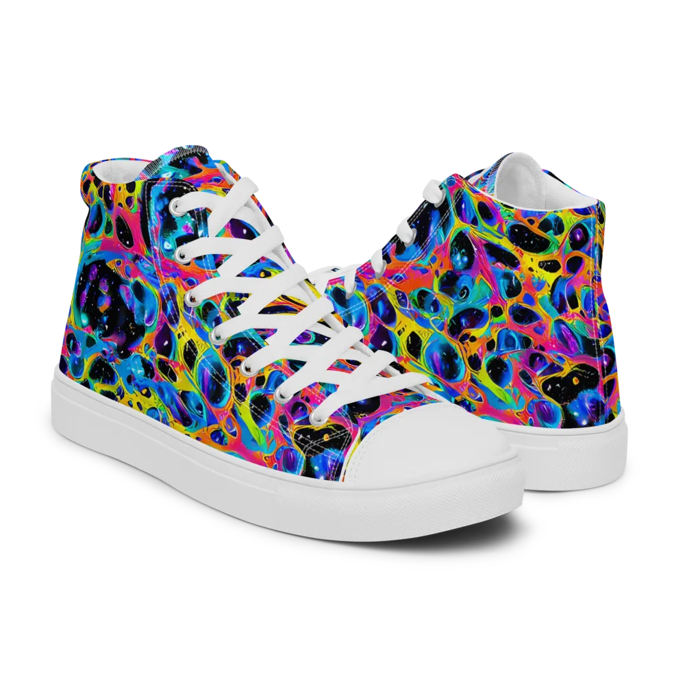 Luminous Spill on Men's High Top Canvas Shoes — Right