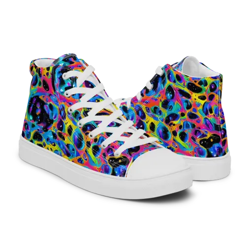 Luminous Spill on a Men's High Top Canvas Shoes