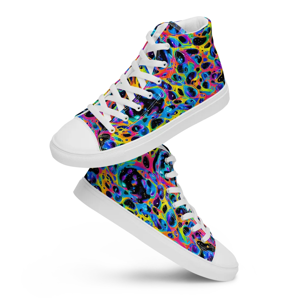 Luminous Spill on Men's High Top Canvas Shoes — Front