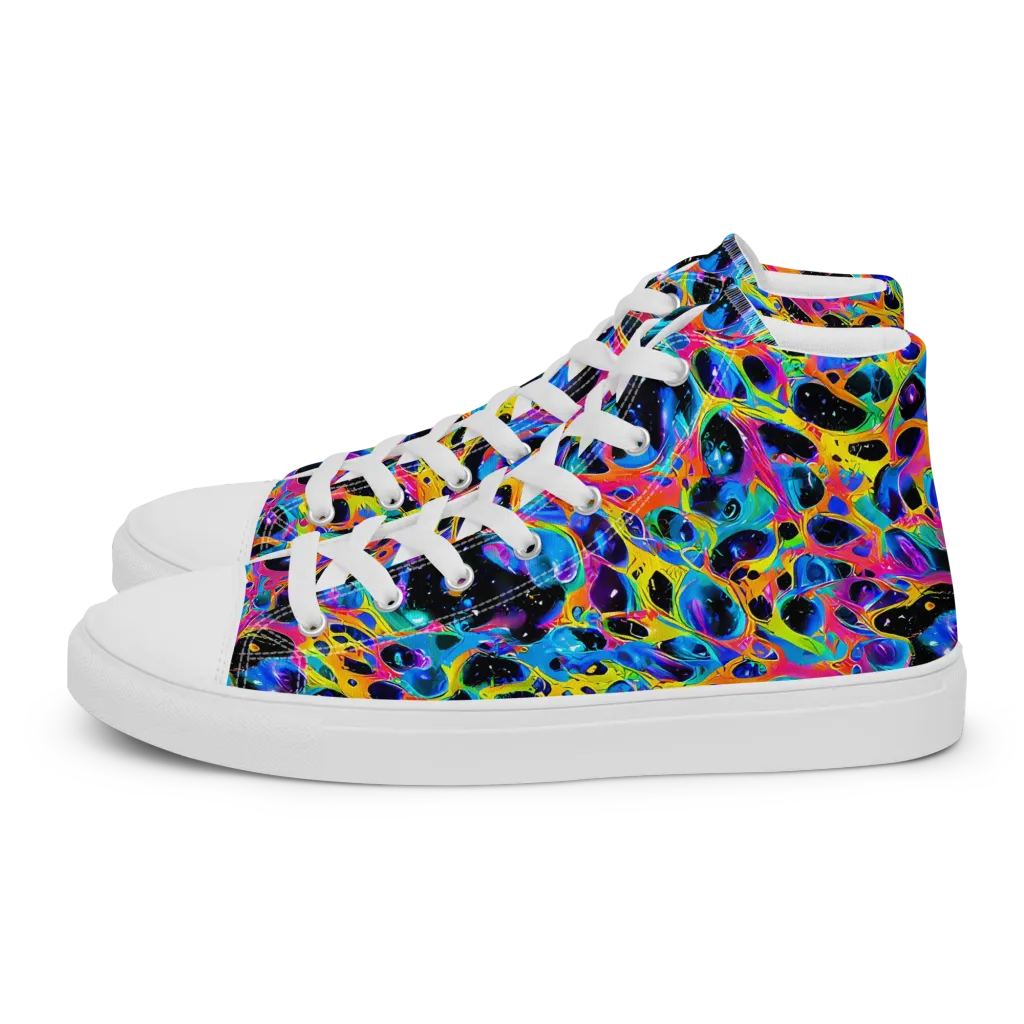 Luminous Spill on Women's High Top Canvas Shoes — Left