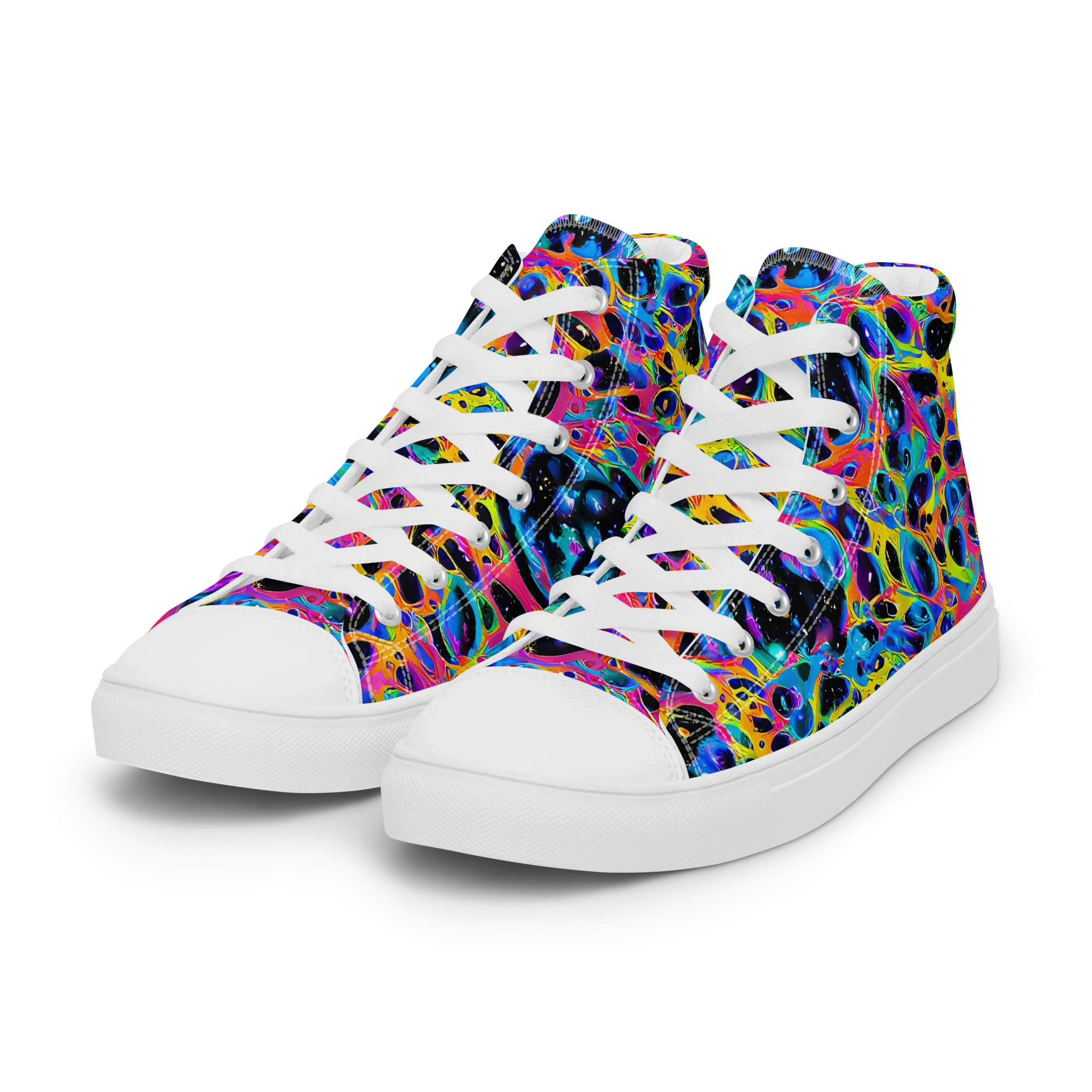 Luminous Spill on Women's High Top Canvas Shoes — Left Front