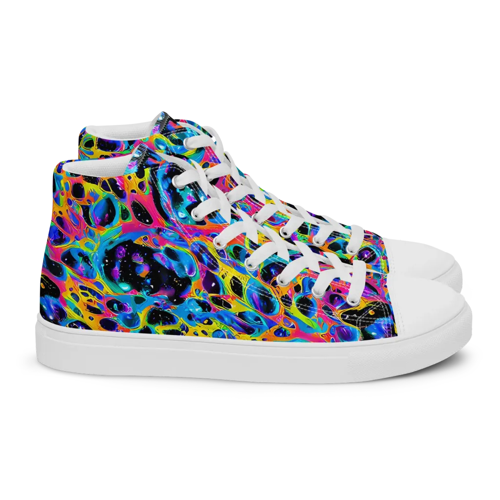 Luminous Spill on Women's High Top Canvas Shoes — Right