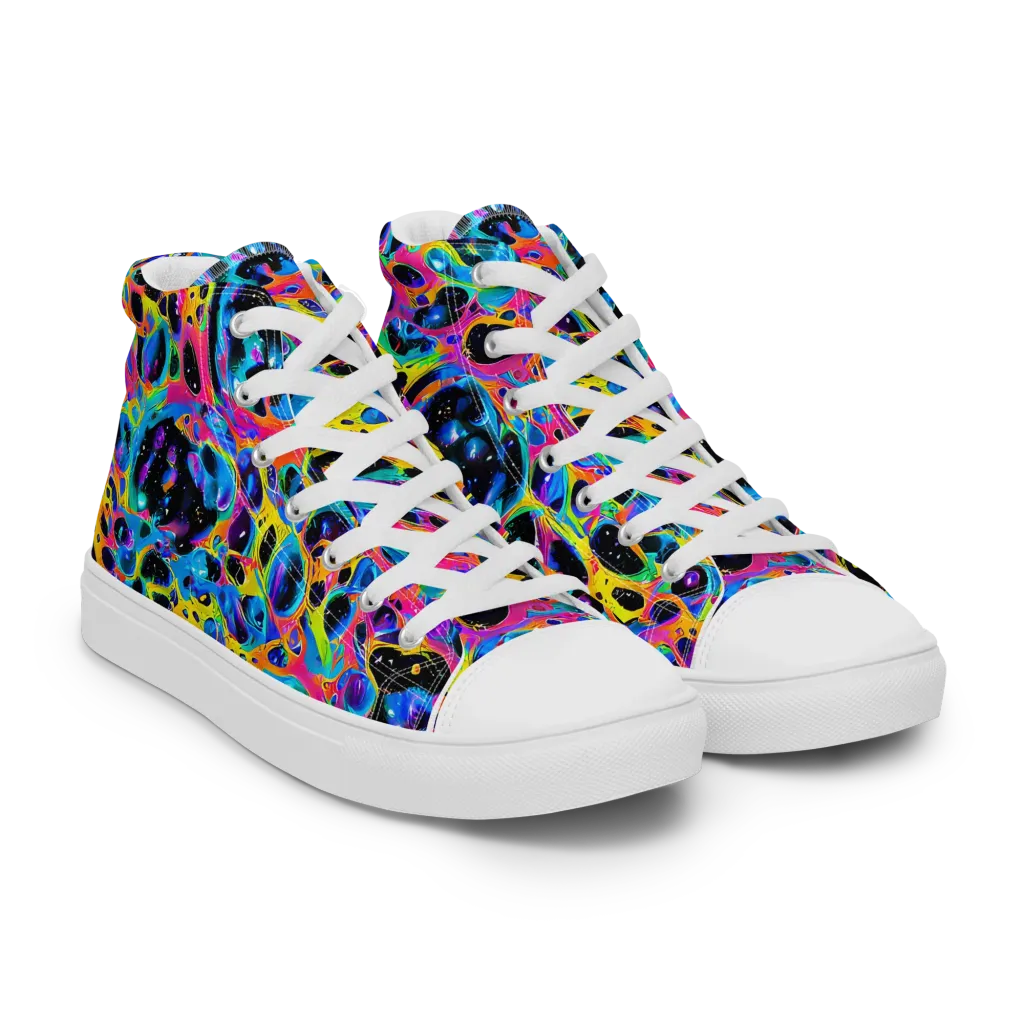 Luminous Spill on Women's High Top Canvas Shoes — Right Front