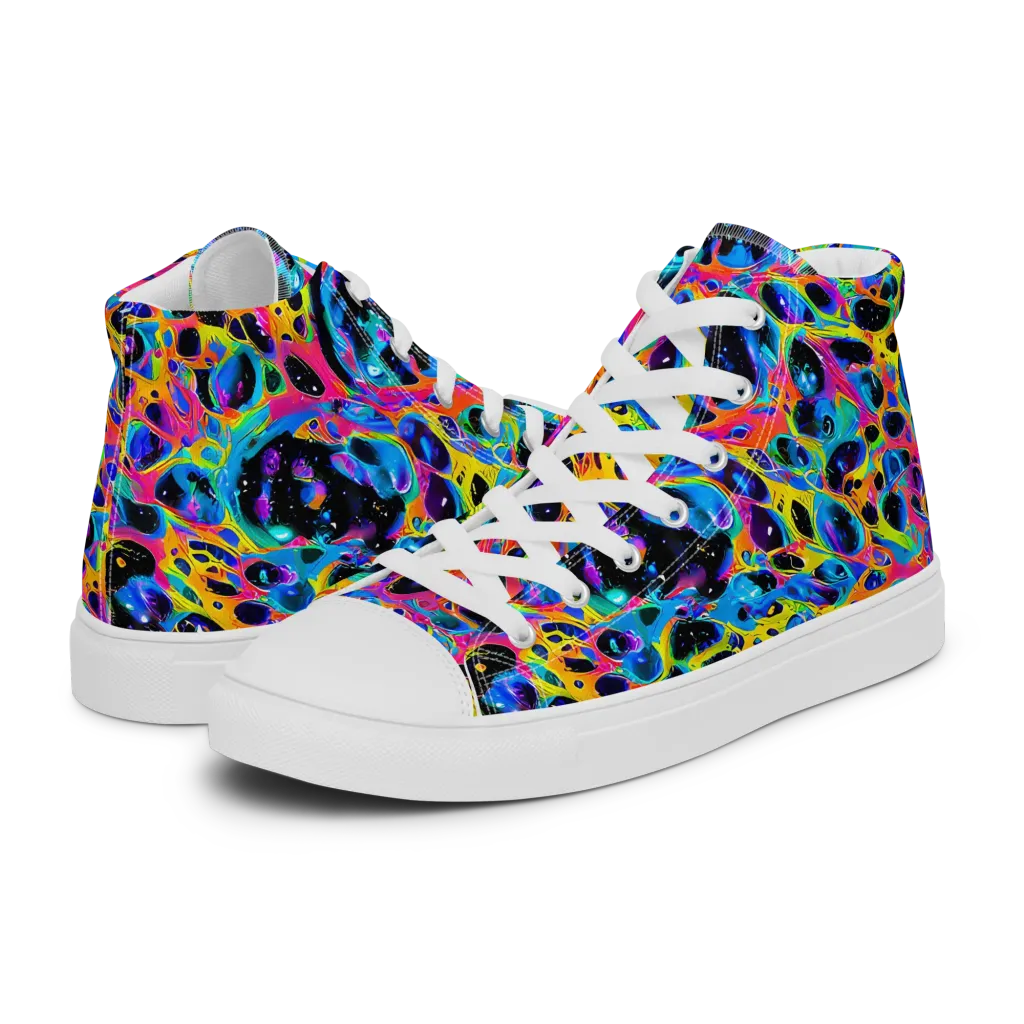 Luminous Spill on Women's High Top Canvas Shoes — Left