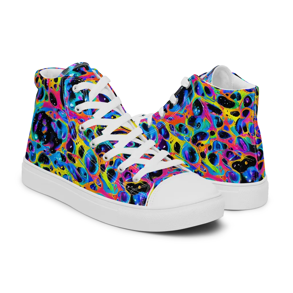 Luminous Spill on Women's High Top Canvas Shoes — Right