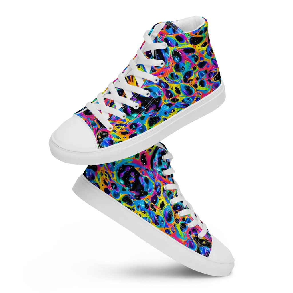 Luminous Spill on Women's High Top Canvas Shoes — Front