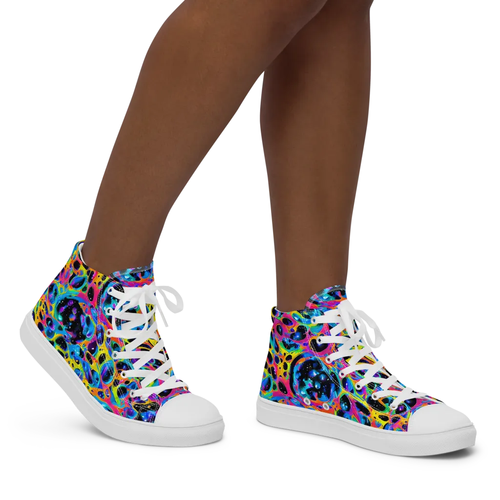 Luminous Spill on Women's High Top Canvas Shoes — Right