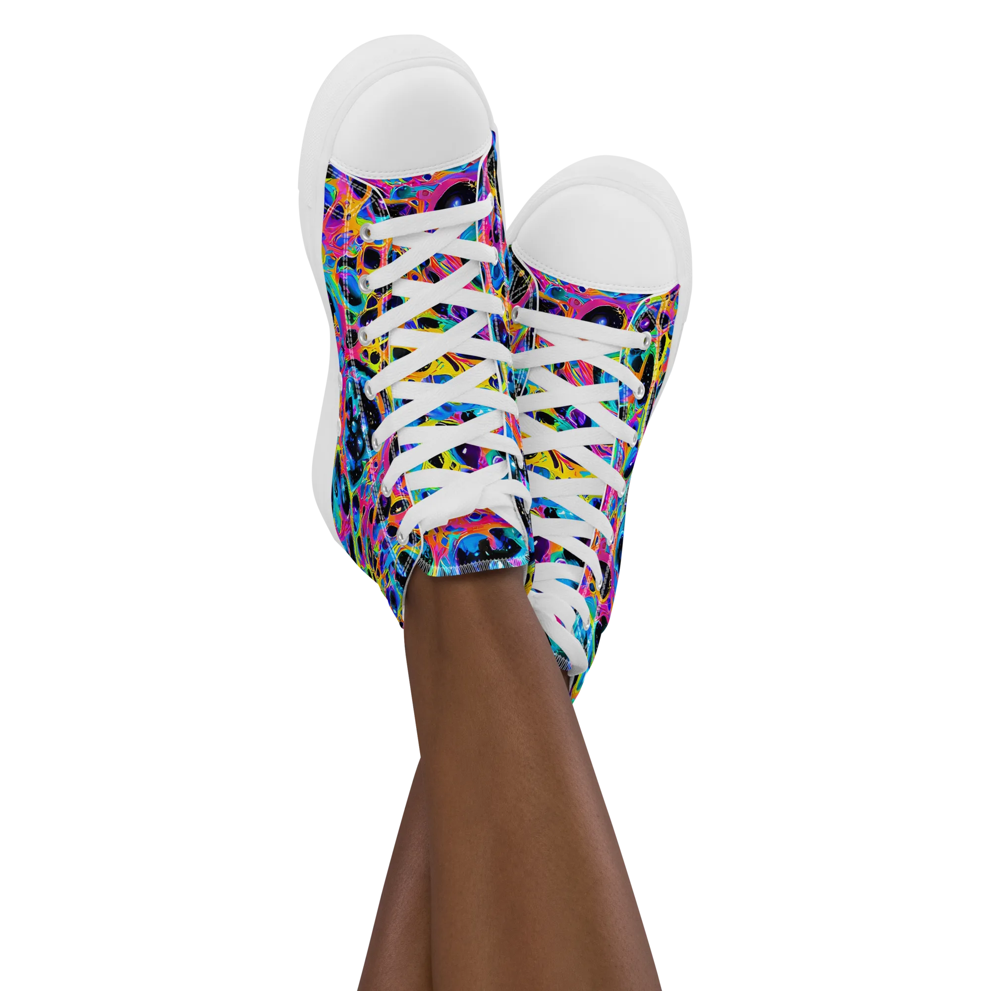 Luminous Spill on Women's High Top Canvas Shoes — Front