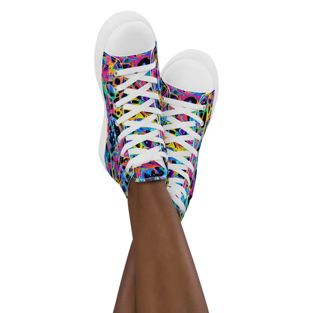 Luminous Spill on Women's High Top Canvas Shoes — Front