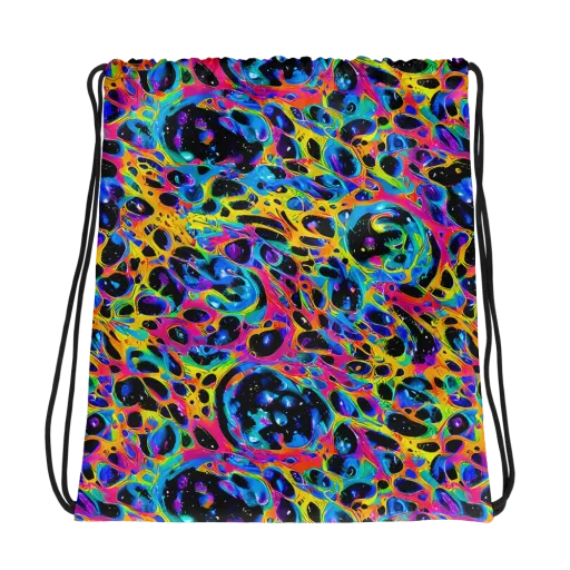 Luminous Spill on a Drawstring Bag