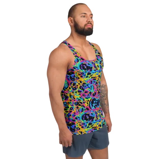 Luminous Spill on a Men's Tank Top