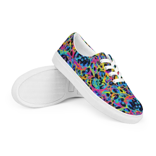Luminous Spill on a Men's Lace-Up Canvas Shoes