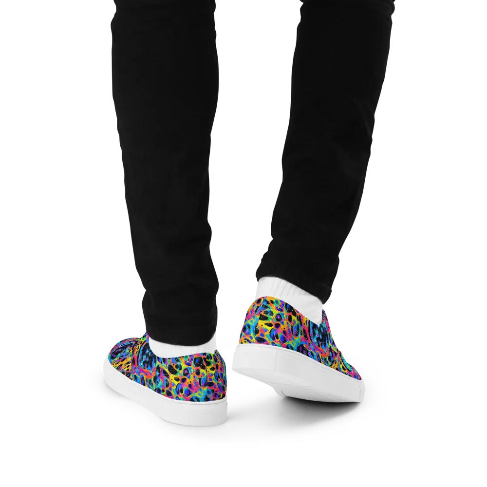 Luminous Spill on Men's Lace-Up Canvas Shoes — Back