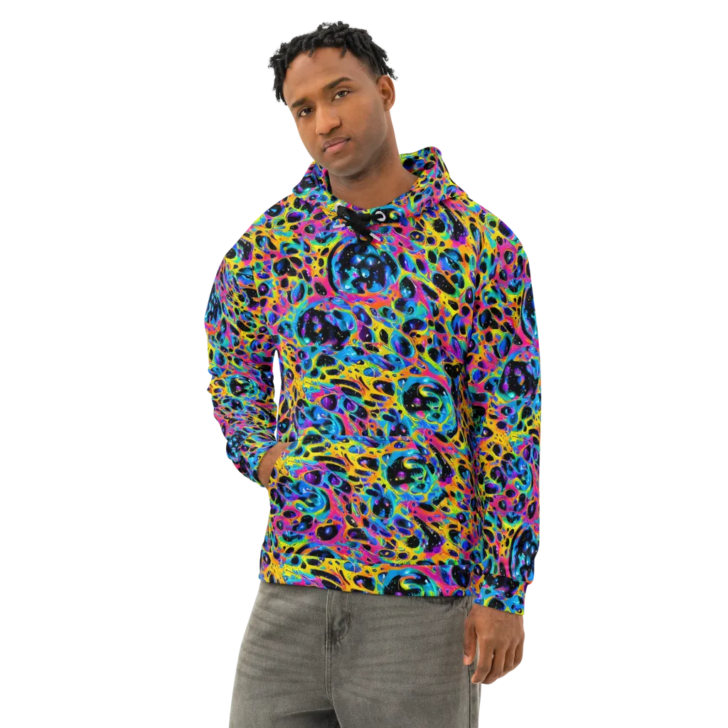 Luminous Spill on Cotton Hoodie — Left Front