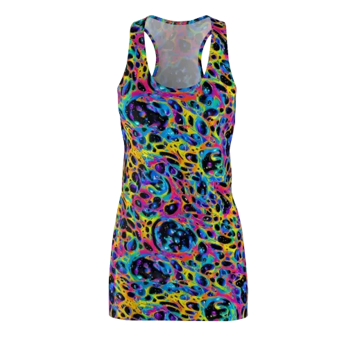 Luminous Spill on a Racerback Dress