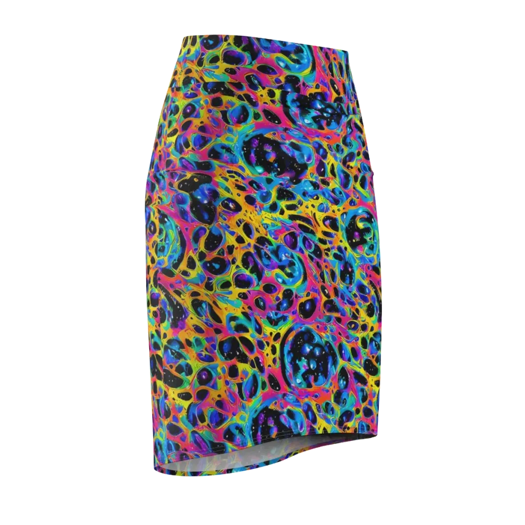 Luminous Spill on Pencil Skirt — Front Side