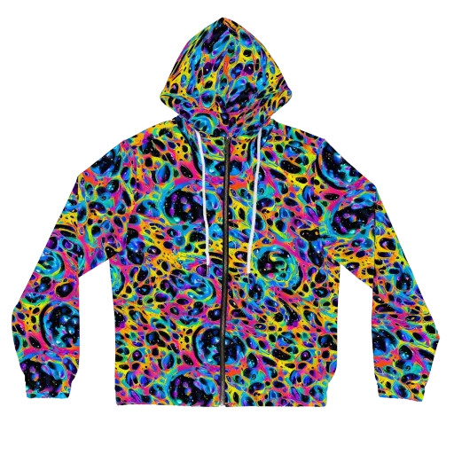 Luminous Spill on a Women's Full-Zip Hoodie