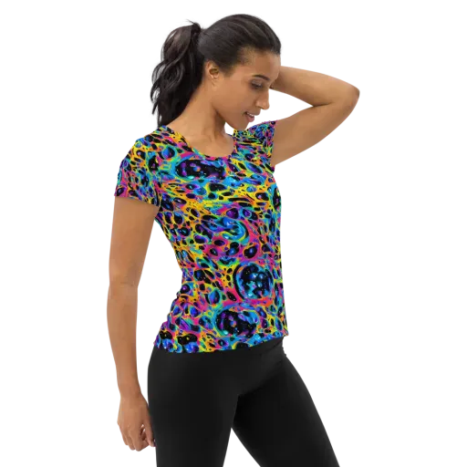 Luminous Spill on a Women's Athletic T-Shirt