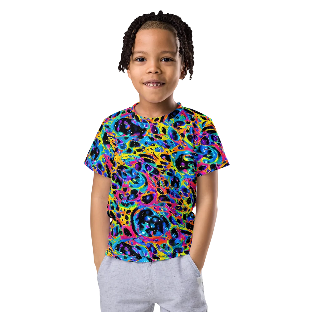 Luminous Spill on Kids Crew Neck T-Shirt — Front