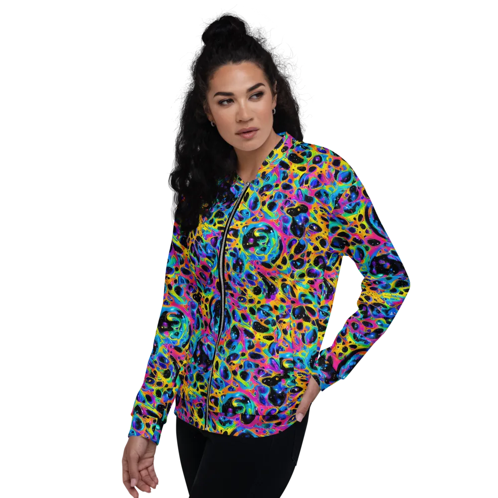 Luminous Spill on Bomber Jacket — Left