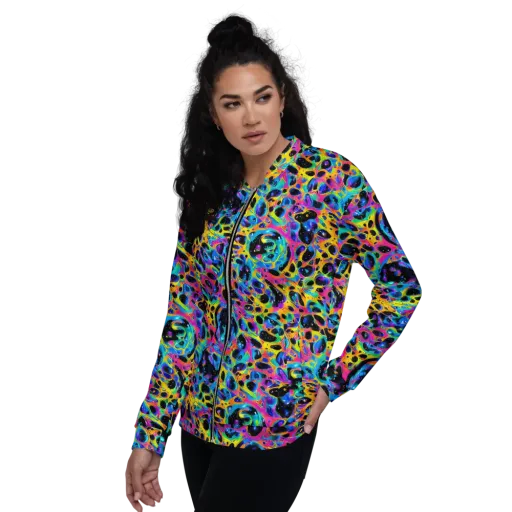 Luminous Spill on a Bomber Jacket