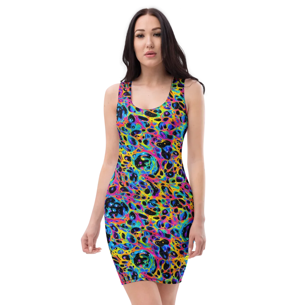 Luminous Spill on Bodycon Dress — Front