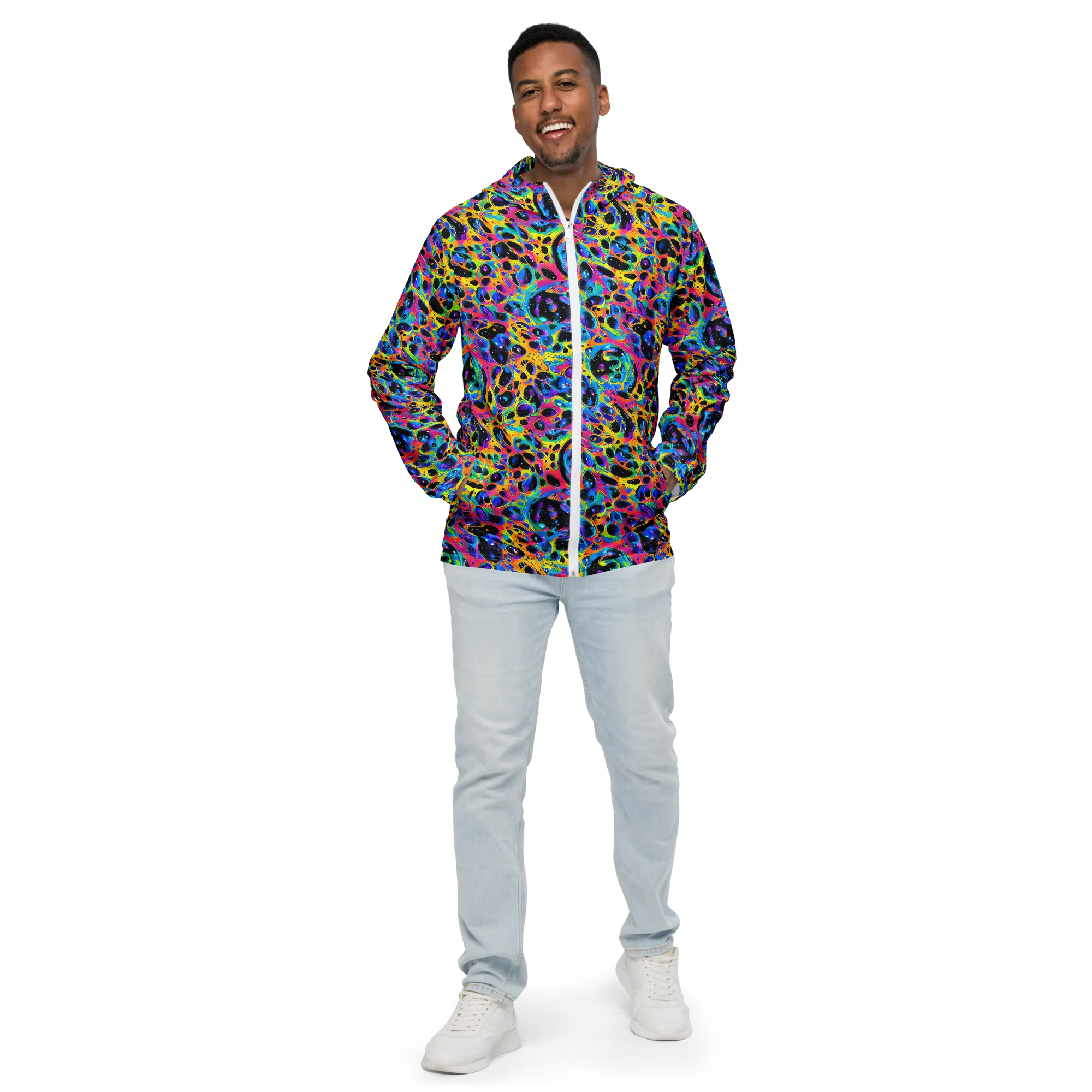 Luminous Spill on Men's Windbreaker — Front