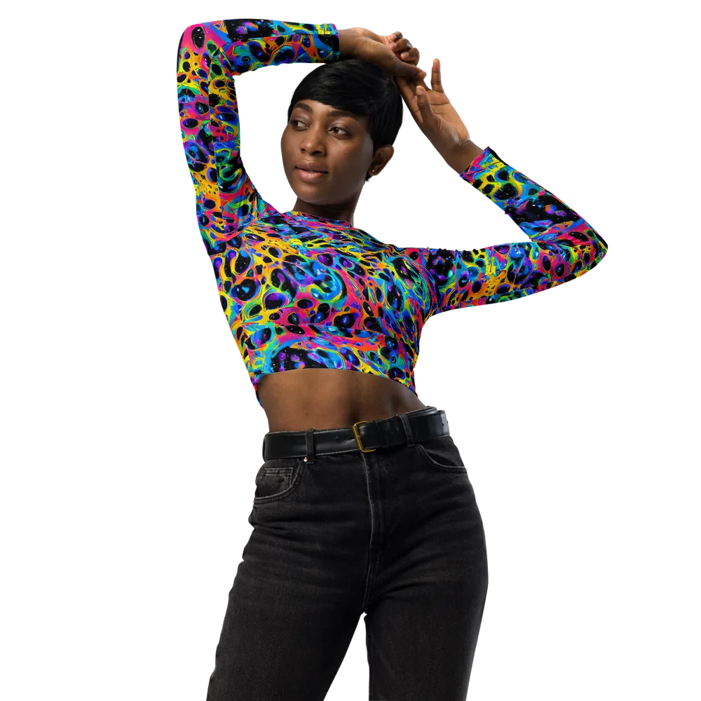 Luminous Spill on Long Sleeve Crop Top — Front