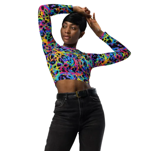 Luminous Spill on a Long Sleeve Crop Top