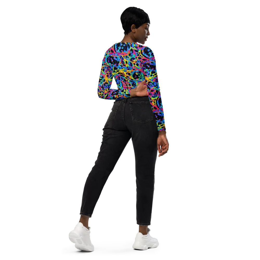 Luminous Spill on Long Sleeve Crop Top — Right Back