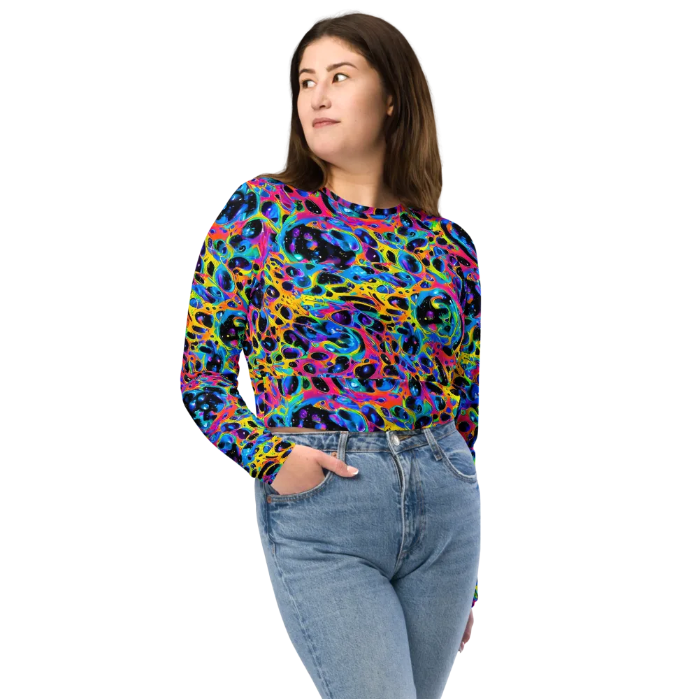 Luminous Spill on Long Sleeve Crop Top — Front