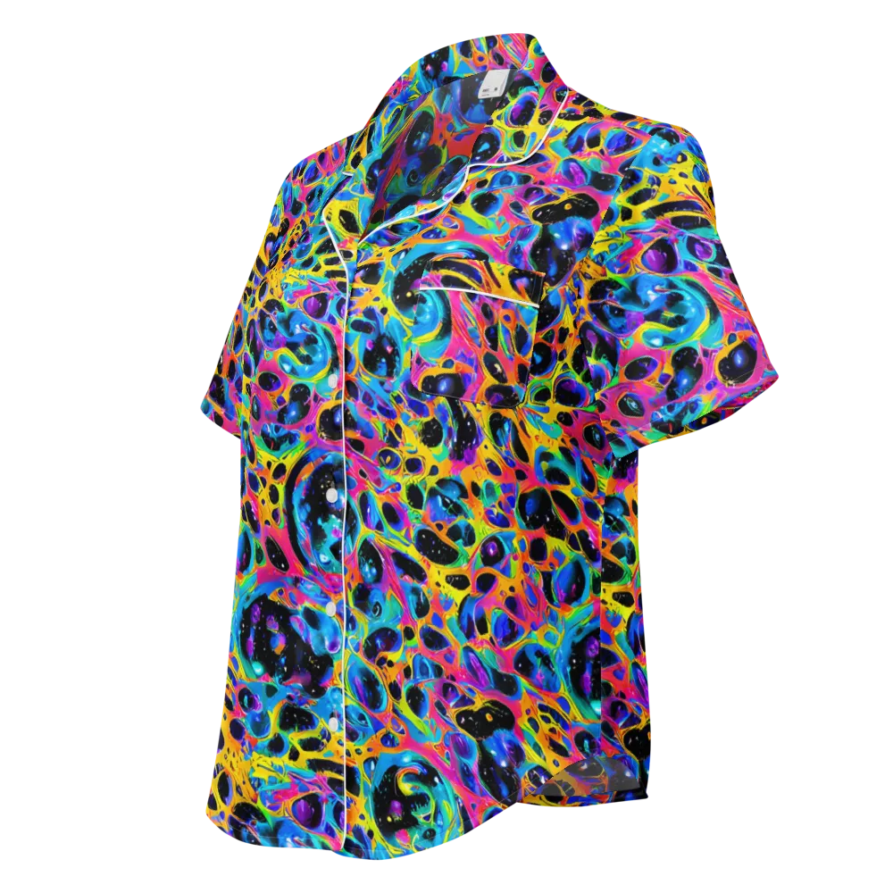 Luminous Spill on Women's Short Sleeve Pajama Top — Left Front