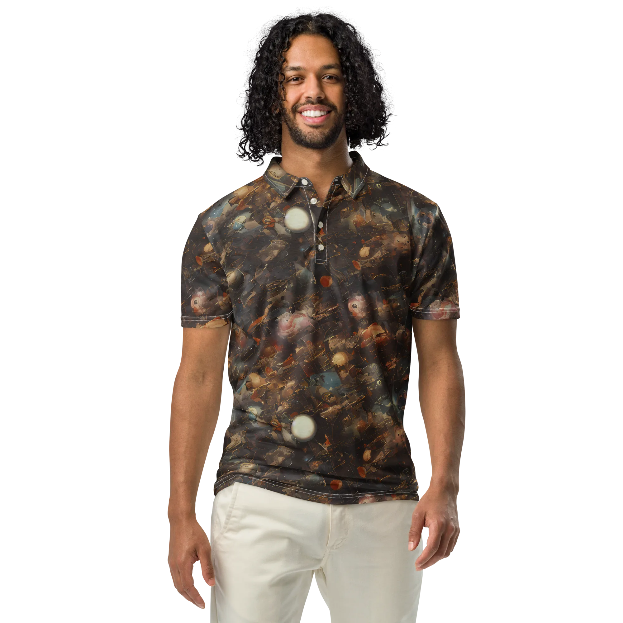 Bronze Nebula on Men's Slim Fit Polo Shirt — Front