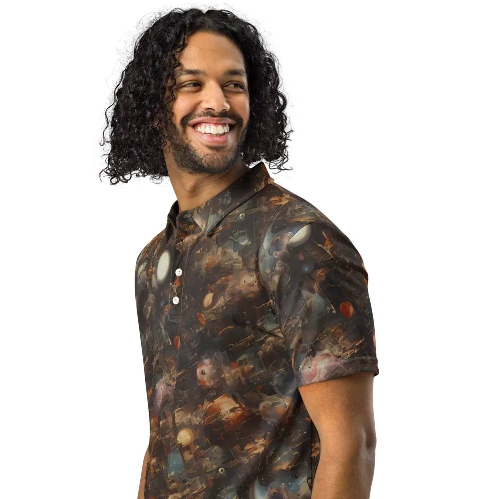Bronze Nebula on Men's Slim Fit Polo Shirt — Left Front