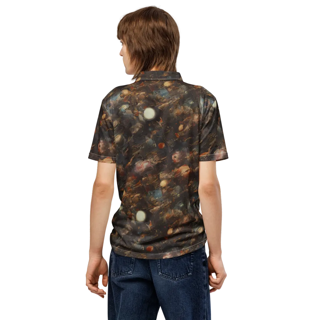 Bronze Nebula on Men's Slim Fit Polo Shirt — Back
