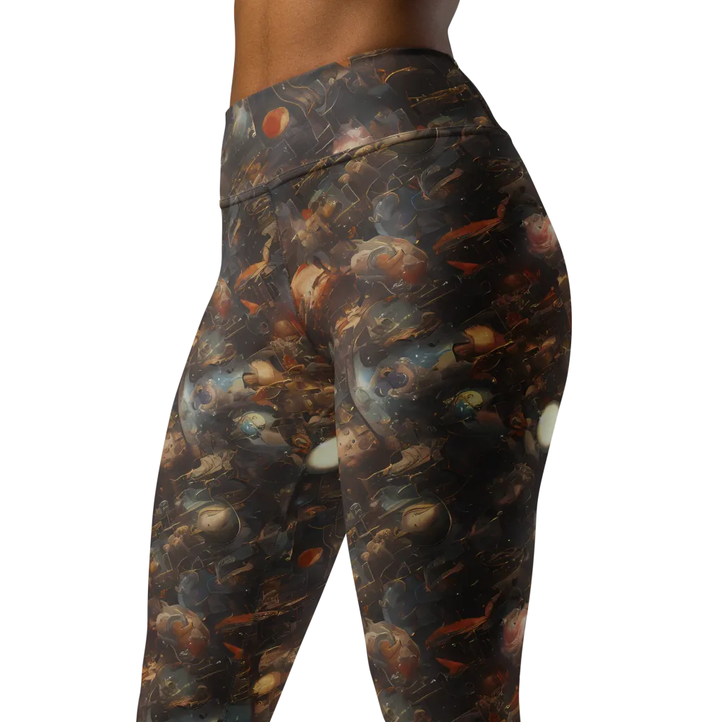 Bronze Nebula on Yoga Leggings — Left Front