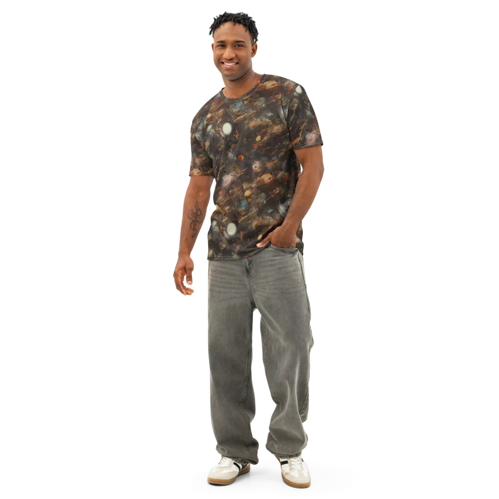Bronze Nebula on Men's Cotton Crew Neck T-Shirt — Front