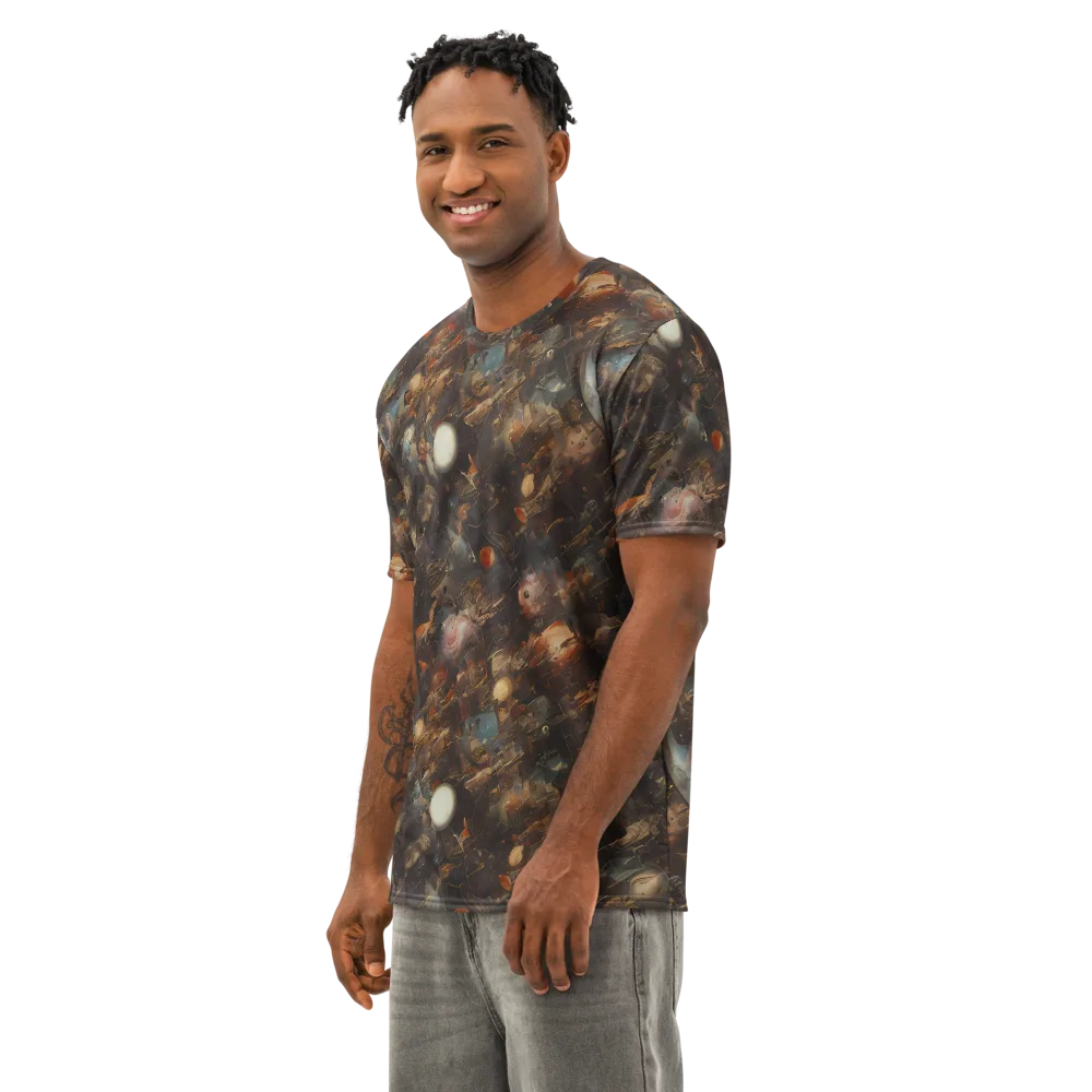 Bronze Nebula on Men's Cotton Crew Neck T-Shirt — Left Front